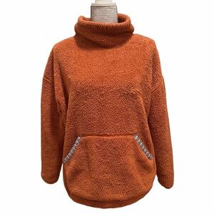 Wooly Bully Wear Cozy Burnt Orange Turtleneck Sweater mock neck